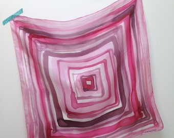 Fuschia Silk Scarf ~ Square Silk Bandanna, Hot Pink Shawl, Stripy Accessories, Baby Pink Headscarf, Girls Pink Scarf, Mothers Day Present