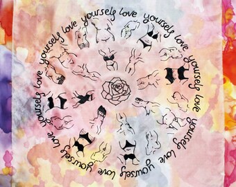 Love Yourself Print: Body Positive Feminist Art (12x12 in)