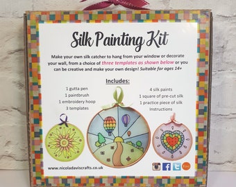 Silk Painting Kit, Adults DIY Kits, Childrens Craft Kit, DIY Craft Set, Childrens Painting Set, Gift for artist, Creative Christmas Gift