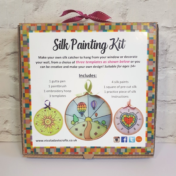 Kit de peinture sur soie, Kits de bricolage adultes, Kit de créations manuelles pour enfants, Ensemble de créations DIY, Ensemble de peintures pour enfants, Cadeau pour artiste, Cadeau de Noël créatif