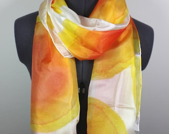 Autumnal Silk Scarf ~ Burnt Orange Silk Scarf, Orange Accessories, Fall Fashion, Womens Autumn Scarf, Yellow and Orange Scarf, Fall Scarf