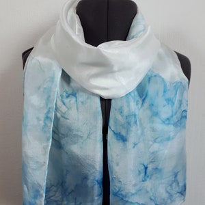 Sky Blue Silk Scarf ~ Womens Spring Scarf, Baby Blue Accessories, Blue and White Scarf, Sky Blue Shawl, Light Blue Scarf, Girls White Scarf