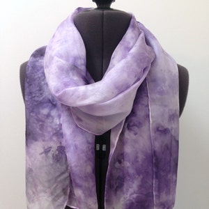 Lilac Silk Scarf Hand Painted Silk Scarf, Womens Purple Accessories, Violet Silk Shawl, Amethyst Headscarf, Lavender Gifts for her, image 1