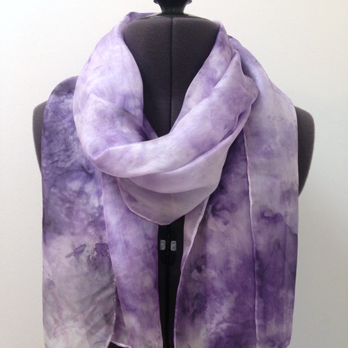 Lilac Silk Scarf Hand Painted Silk Scarf Womens Purple - Etsy