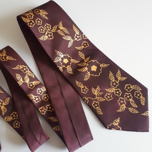 Floral Silk Tie ~ Mens Silk Necktie, Burgundy Wedding Tie, Red and Gold Silk Tie, Present for Husband, Dads Birthday Gift, Fathers Day Gift