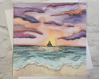 Artistico biglietto di auguri (ld-gh0925) – tradizionale maschio/femmina Birthday – Summer Breeze – barche a vela della gamma at Home – Finitura lucida