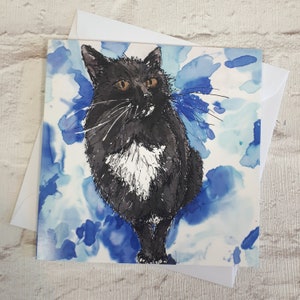 Carte chat noir ~ carte pour amoureux des chats, cadeaux pour les amoureux des chats, carte d'anniversaire chaton, carte de voeux chats, cadeaux sur le thème des chats, cartes d'anniversaire pour elle