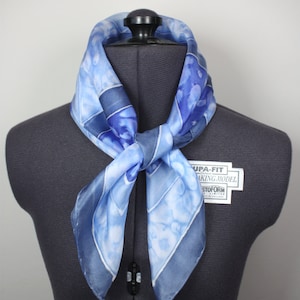 Blue Square Silk Scarf ~ Light Blue Silk Scarf, Girls Blue Bandanna, Navy Accessories, Blue gift for her, Gift for Grandmother, Gift for mum