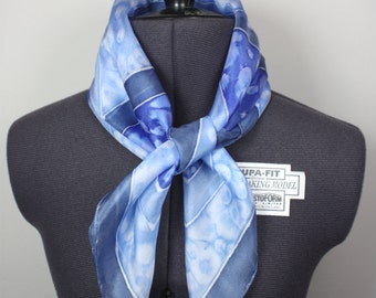 Blue Square Silk Scarf ~ Light Blue Silk Scarf, Girls Blue Bandanna, Navy Accessories, Blue gift for her, Gift for Grandmother, Gift for mum