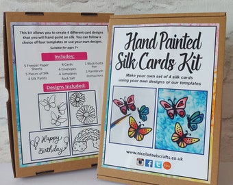 Silk Cards Kit, Make Your Own Silk Painted Cards, Adults DIY Kits, Childrens Craft Kit, Craft Card Set, Fabric Painting Set, Gift for artist