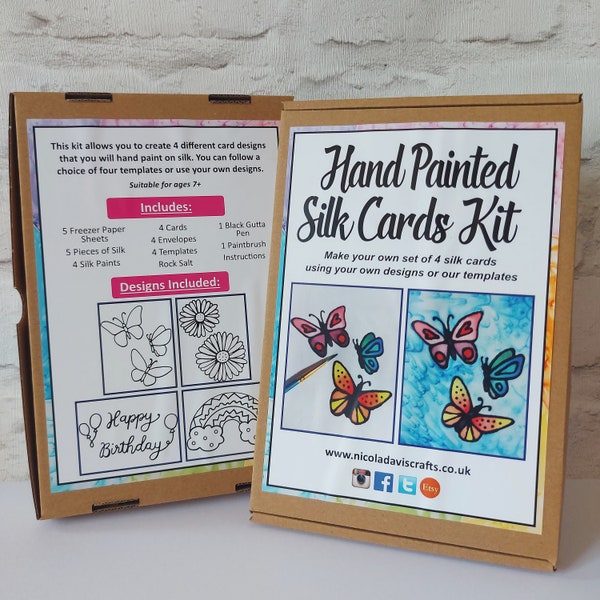 Silk Cards Kit, Make Your Own Silk Painted Cards, Adults DIY Kits, Childrens Craft Kit, Craft Card Set, Fabric Painting Set, Gift for artist