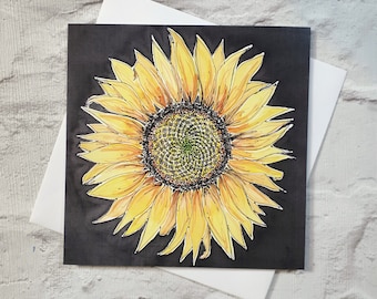 Sunflower Card ~ Eco Friendly Card, Sunflower Birthday Card, Thinking of you Card, Floral Birthday Card, Flower Card, Ukrainian Sunflower