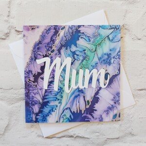 Tarjeta para mamá ~ Tarjeta de cumpleaños para madres, Tarjeta sencilla para mamá, Tarjeta de cumpleaños morada para mamá, Tarjeta abstracta para mamá, Tarjeta morada para mamá, Tarjeta para mamá