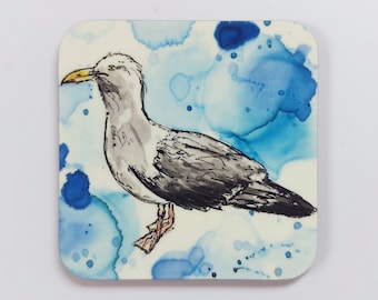 Mr. Seagull Coaster: Coastal Home Decor, Beach House Accessories