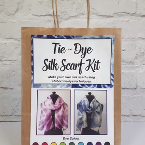 Tie Dye Silk Scarf Kit Womens Craft Kit, Childrens Craft Kit, Shibori Tie-Dye Set, Adults Craft Kit, Tie Dye Crafts, Festive Art Gift image 2