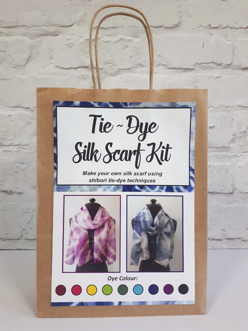 Tie Dye Silk Scarf Kit Womens Craft Kit, Childrens Craft Kit, Shibori Tie-Dye Set, Adults Craft Kit, Tie Dye Crafts, Festive Art Gift image 2