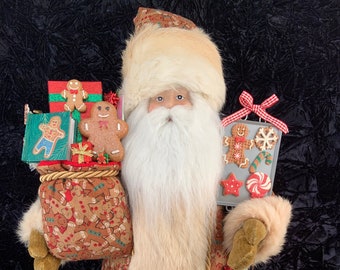 Gingerbread Man, Santa Claus, Christmas, Santa Claus Dolls, Handmade Santas, Collectible Santas, Winter Decor,