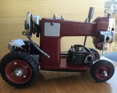 Sewing Machine Tractor Man Cave Decor Scrap Metal Art Metal Sculpture Vintage Sewing Machine Hand Crank Old Small Sewing Machine