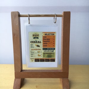 Soporte de menú de madera de doble poste, soporte de menú con tapa, organizador de menú, pantalla de menú, soporte de madera con tapa