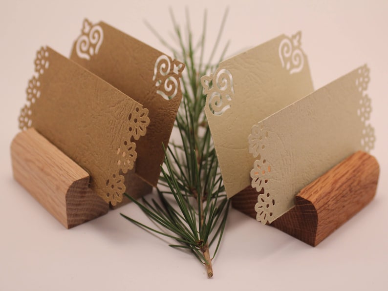 Set of 10 Oak Wood Card Holders Wood Card Holders Table Etsy