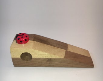 Wooden Door Stop,Samba  Walnut Wedge Stoppers , Door Stopper,Wooden Door Stop, Home Improvement, Home Decor, Door Wedge ,Hand Paint Lady bag
