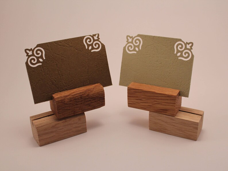 Set of 10 Oak Wood Card Holders Wood Card Holders Table Etsy