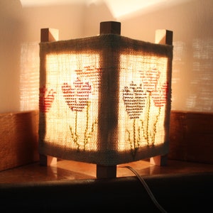 Rustic Table Lamp Desk Lamp Wood Lamp Rustic Lighting Rustic Lamp Handmade Wooden Lamp Beech Wood Burlap Cover