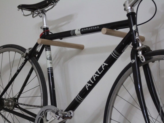 wooden bike hanger