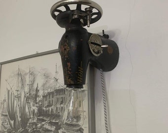 Antique Sewing Machine  Lamp Vintage  Sewing Machine Lighting Steampunk light industrial lighting Metal Art Unique wall mount lamp Edison