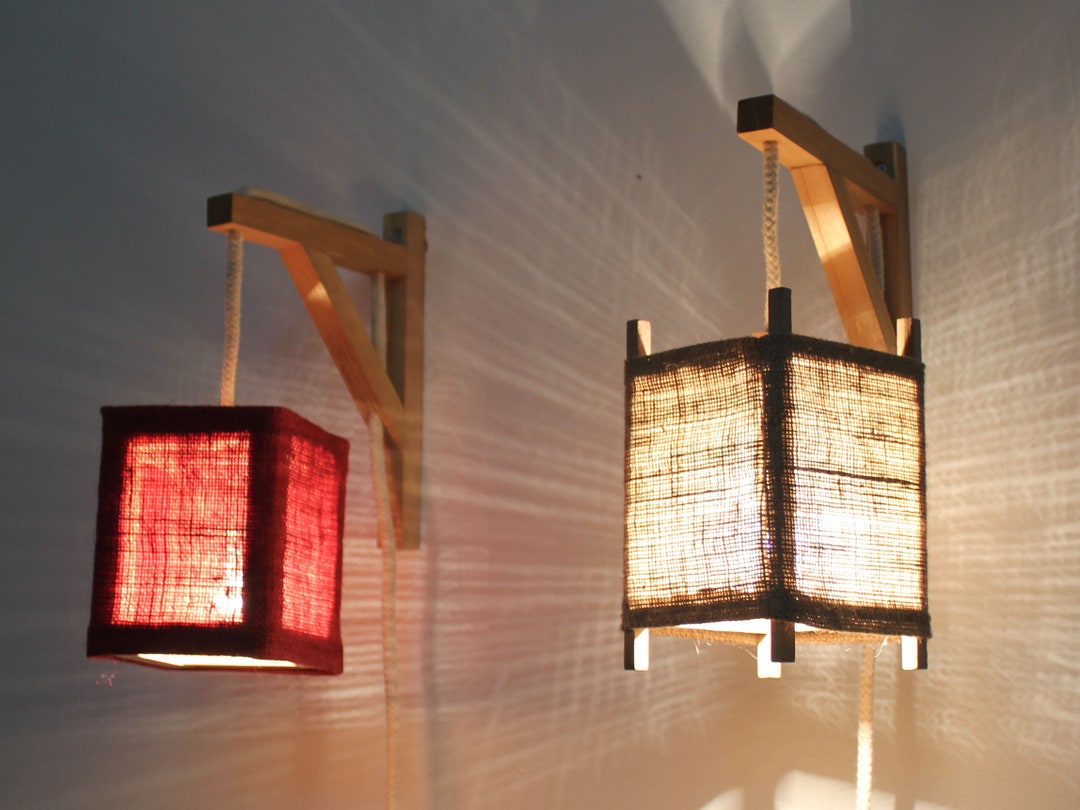 Rustic Corner Lamp Rustic Wall Sconce Wood Lamp Rustic Lighting Rustic Lamp With Rope ...