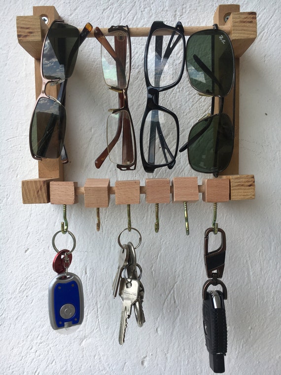 Sonnenbrillenhalter und Schlüsselhalter , Wand Brillenhalter Wandhalterung  Holz Art Schlüsselhalter Sonnenbrillen Organizer Schlüsselständer Rustikal  Kunst - .de