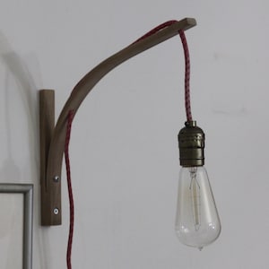 wall sconce wood lamp modern steam bent Lighting rustic lamp with Rope Light Fixture minimalist Handmade Wooden Lamp Walnut