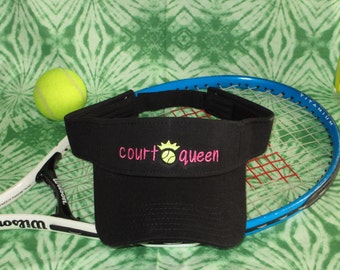 Embroidered "Court Queen" Tennis Visor: Comfy Cotton