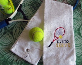 Embroidered Tennis Towel: Personalized Cotton Terry, Live To SERVE