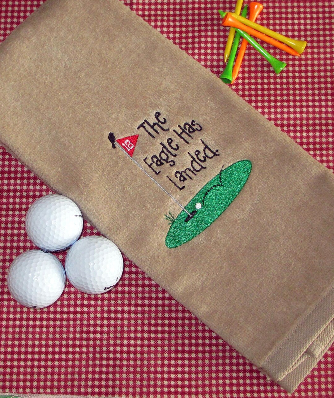 Custom Embroidered Golf Towel the Eagle Has Landed Personalized