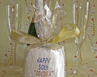 Custom embroidered toilet paper, Happy 50th "GOLDEN" Anniversary
