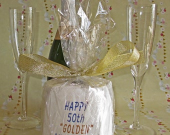 Custom embroidered toilet paper, Happy 50th "GOLDEN" Anniversary