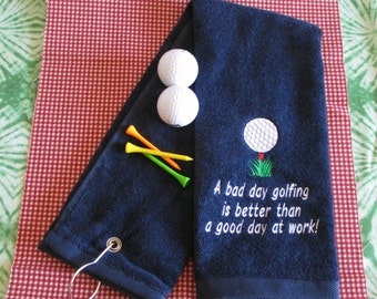 Geborduurde golfhanddoek: gepersonaliseerd golfcadeau katoenen badstof velours