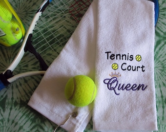 Embroidered Tennis Towel: Personalized Cotton Terry, Tennis Court Queen