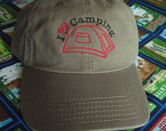 Custom embroidered hats / caps, I Love Camping Cap