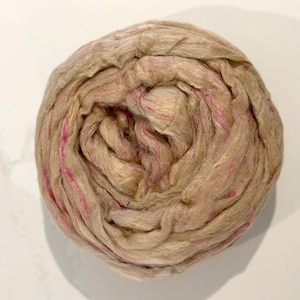 Recycled Sari Silk Fiber for felting and spinning, Sandstorm