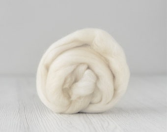 Merino wool roving, Super Fine, 18.5 micron, Natural White