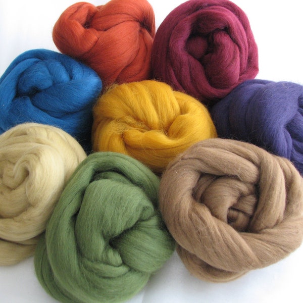 Autumn Felter's Palette, 250 grams (8.8 oz), 19 micron Extra Fine Merino wool, 8 colours.