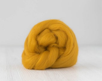 Merino wool roving, Extra Fine, 19 micron, Saffron