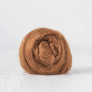 Viscose tops, 50 grams (1.75 oz), Cinnamon, for spinning, felting, weaving