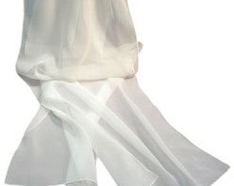 Silk Chiffon Scarf, 8mm, white. 55cm x 228cm (22 x 90 inches)