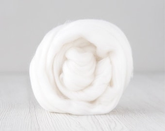 Merino wool roving, Extra Fine, 19 micron, Snow