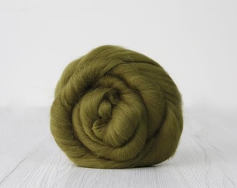 Corriedale Wool Tops, Olive