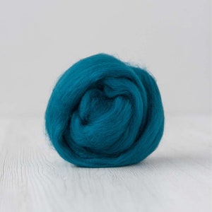 Merino wool roving, Extra Fine, 19 micron, Teal
