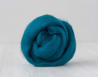Merino wool top, Extra Fine, 19 micron, Teal